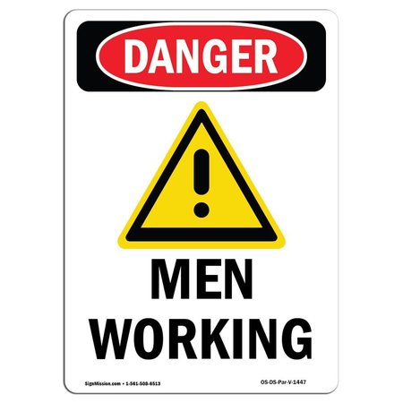 OSHA Danger Sign, Men Working, 10in X 7in Rigid Plastic -  SIGNMISSION, OS-DS-P-710-V-1447